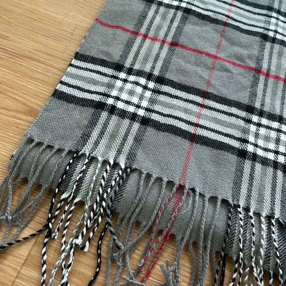 Gray Plaid Scarf